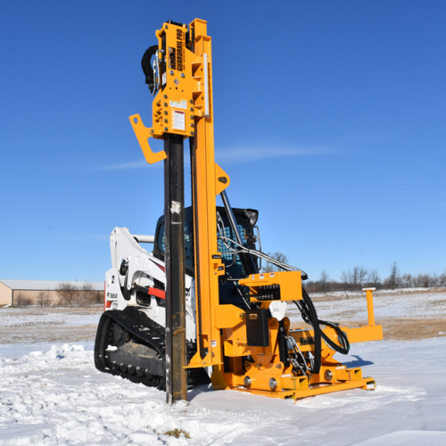 Guardrail Pro Skid Steer Mounted Pile Driver Attachment